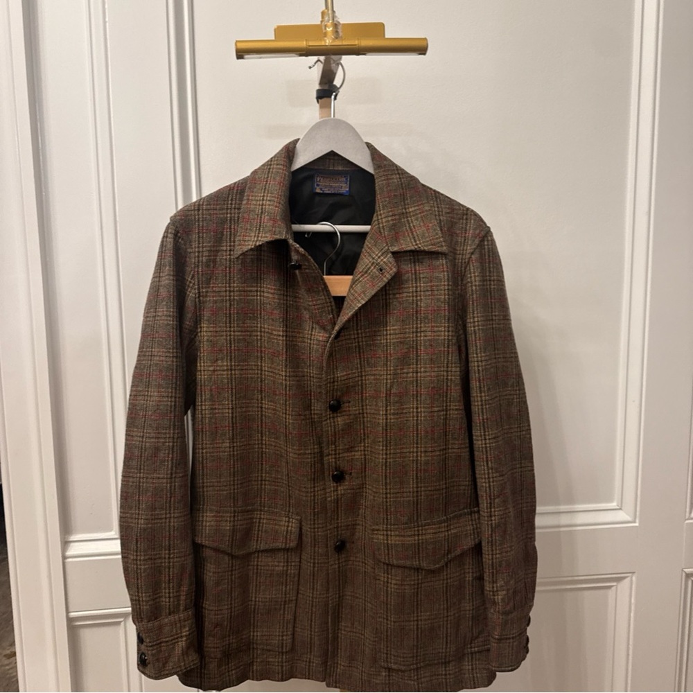 Vintage 80s Pendleton Wool Jacket M Plaid Lined Tweed Virgin Wool Ivy League Blk